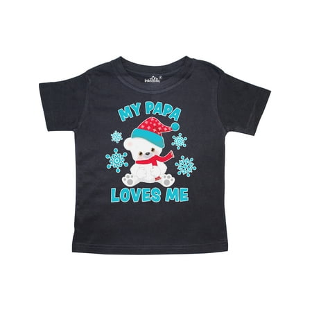 

Inktastic Polar Bear My Papa Loves Me in Santa Hat with Snowflakes Gift Toddler Boy or Toddler Girl T-Shirt