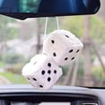 thumbnail image 4 of Pair Of Retro Square Mirror Hanging Couple Fuzzy Plush Dice, 4 of 5