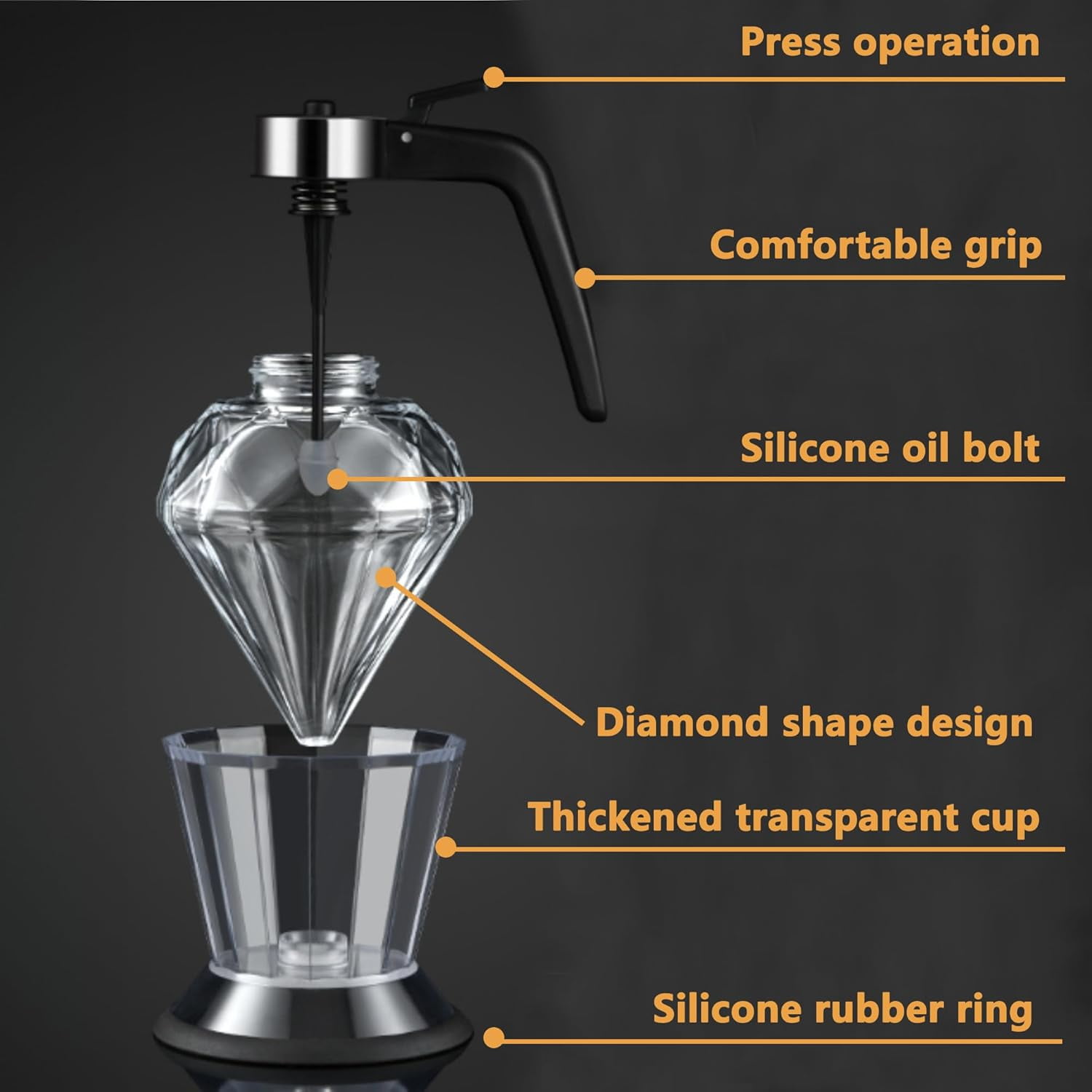 Glass Honey Dispenser: 200ML No Drip Honey Dispenser with Stand, Maple Syrup Dispenser, Honey Jar Container Holder Dispenser, Honey Squeeze Bottle Honey Pot for Coffee or Tea