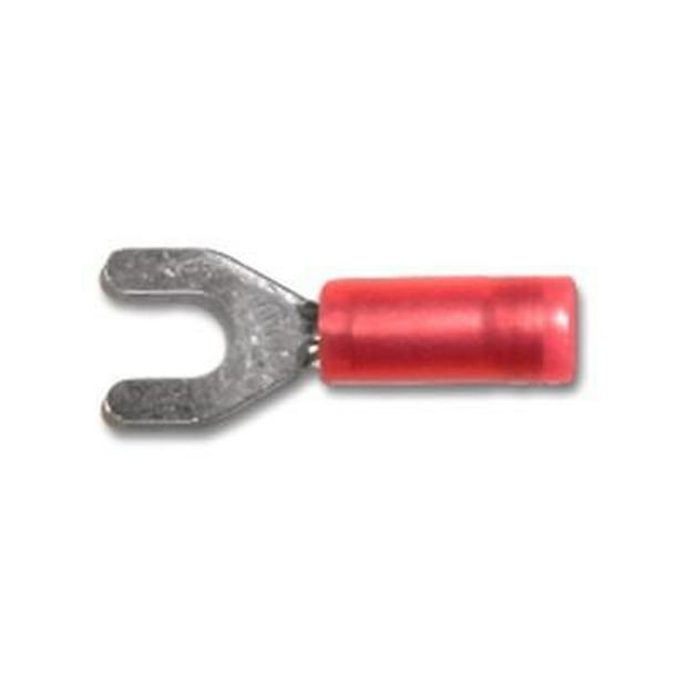 100PK Standard Fork Terminal, 8 Stud,2218 AWG,Nylon Insulated w