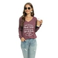 thumbnail image 6 of Aosijia Womens Tops V-neck Raglan Long Sleeve Letter Print Top Pullover Loose Casual T-Shirt Tunic Blouse, 6 of 7