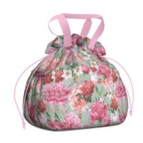 Pioneer Flower Floral Print Pattern Drawstring Lunch Bag Women - Drawstring Lunch Bag Insulated for Work Office - Stain-Resistant Large Lunchbags for Women with Multi-Pockets