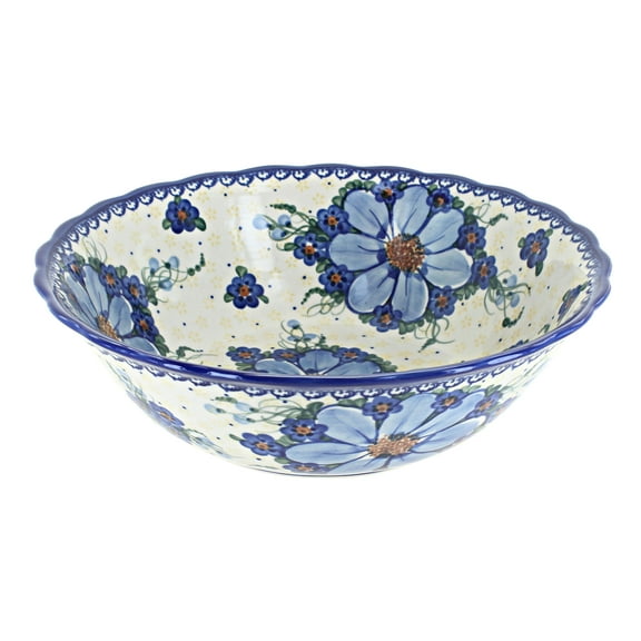 Blue Rose Polish Pottery Daisy Surprise Large Serving Bowl