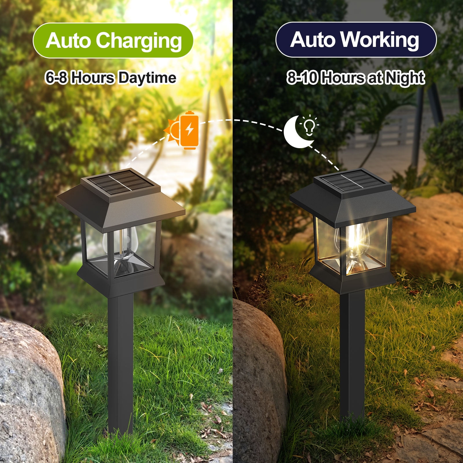 10 Pack Solar Lights for Outside Walkway Pathway Driveway Outdoor Waterproof Led Landscape Lighting For Garden Yard Decor.(Warm white, 10)