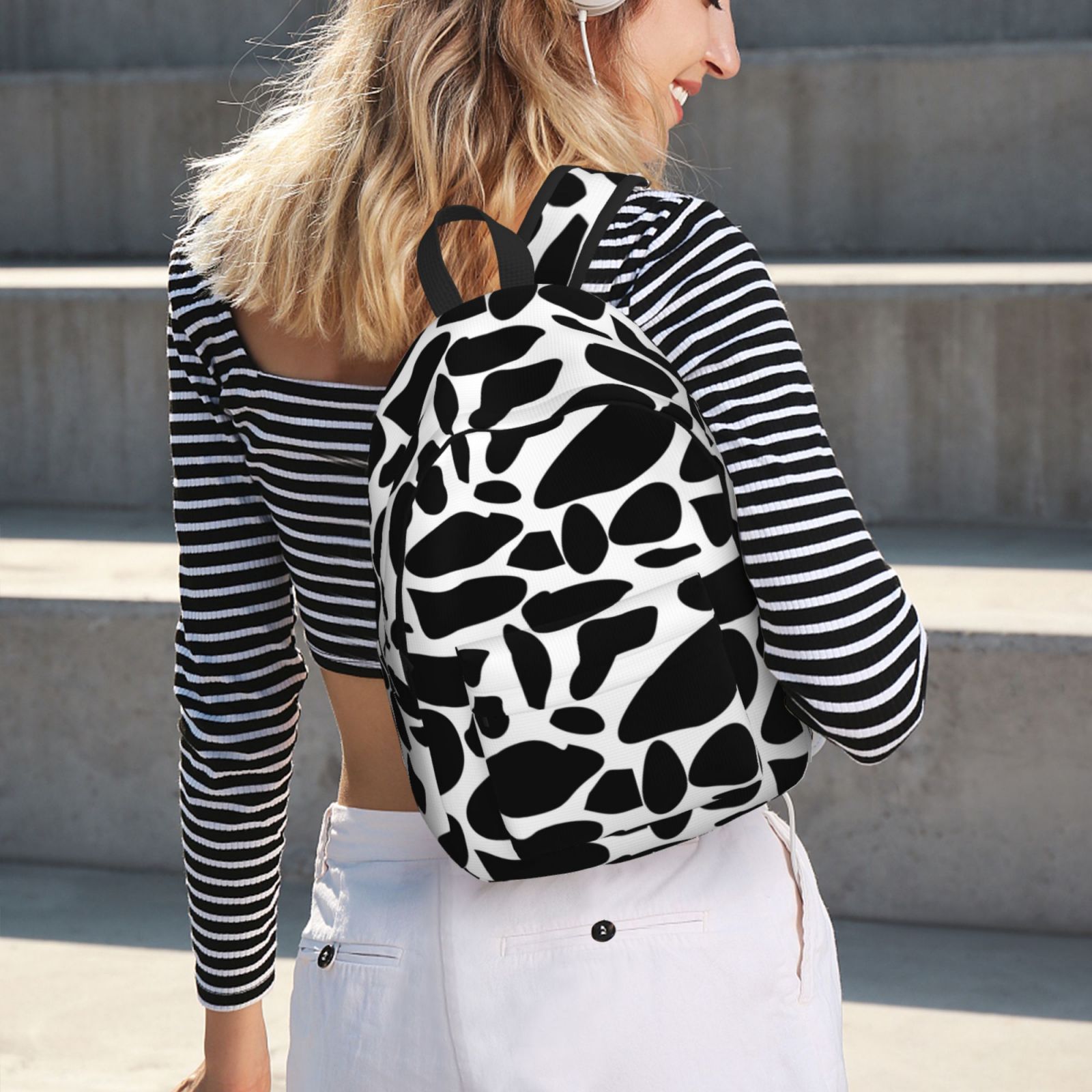 Travel Laptop Backpack - Cow Print Lightweight Canvas Backpack, Wear Resistant Computer Backpack Bag Fit {sizeName} Laptop for Men Women with Adjustable Padded Shoulder Straps
