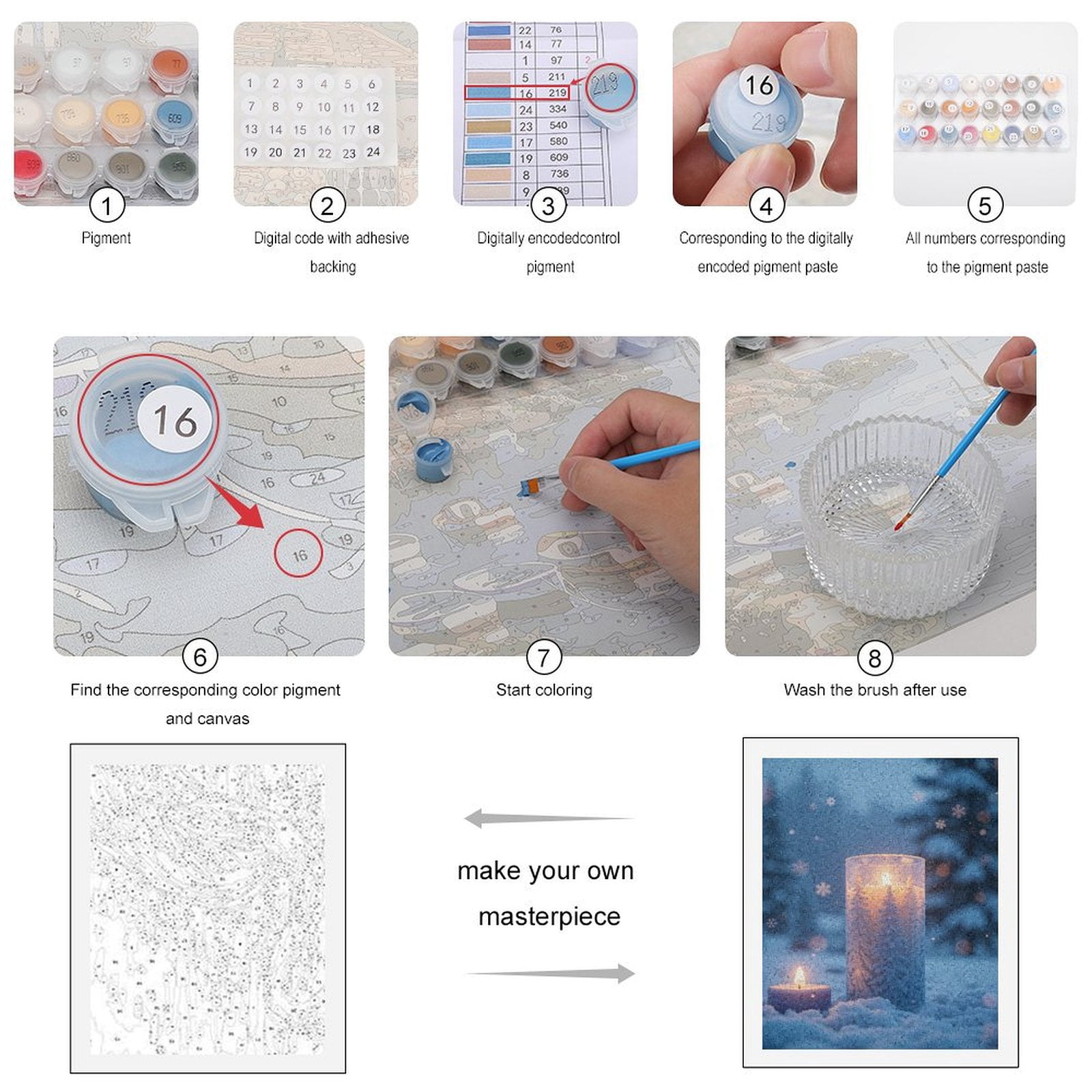 Paint By Numbers Kit for Adults Beginner - DIY Winter Candle Snowflakes Serenity Canvas Painting Kits for Adults, Frameless Paint By Number for Adults for Home Wall Decor 16x20 Inch