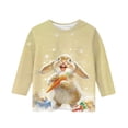 thumbnail image 5 of Blusas y camisas de manga larga con cuello redondo para niños con estampado de día de Pascua, manga 3/4/cuello redondo tres cuartos, camisa inferior y superior para niños, parte superior de poliéster, 5 of 5