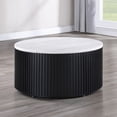 thumbnail image 2 of Steve Silver 36" Round White Marble Top Coffee Table with Casters Black Finish, 2 of 3