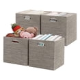 thumbnail image 1 of Posprica Contenedores de almacenamiento plegables 3 veces más gruesos, cajas de cubos de almacenamiento plegables de 13 × 13, cajón de tela para armario, estante, estantería, 1 of 5