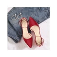 thumbnail image 1 of BLISSFUL STEP Women's Pointy Toe Ankle Strap Stiletto Heels Pumps Red 7, 1 of 8