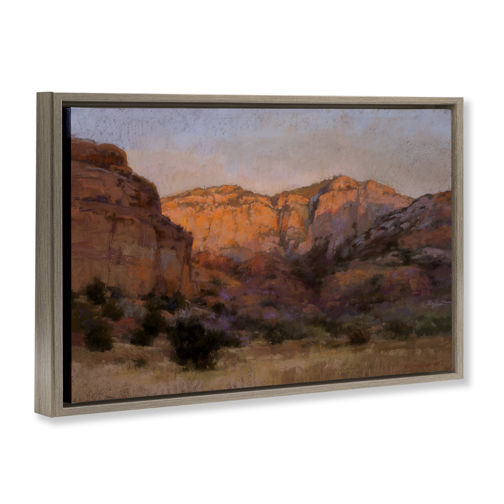 Stupell Industries Canyon Cliffs Landscape Landscape & Nature Painting Brown Floater Framed Canvas Art Print Wall Art, 31 x 21