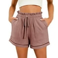 thumbnail image 2 of Pitauce Women's High Waisted Lounge Shorts Pleated Elastic Waist Drawstring Casual Shorts Summer Beach Shorts with Pockets, 2 of 9