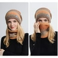 thumbnail image 3 of Gustave Women Men 2Pcs Gradient Knit Beanie Hat and Scarf Winter Warm Set Thick Skull Cap Circle Scarf Neck Warmer Mask Set "Orange", 3 of 9