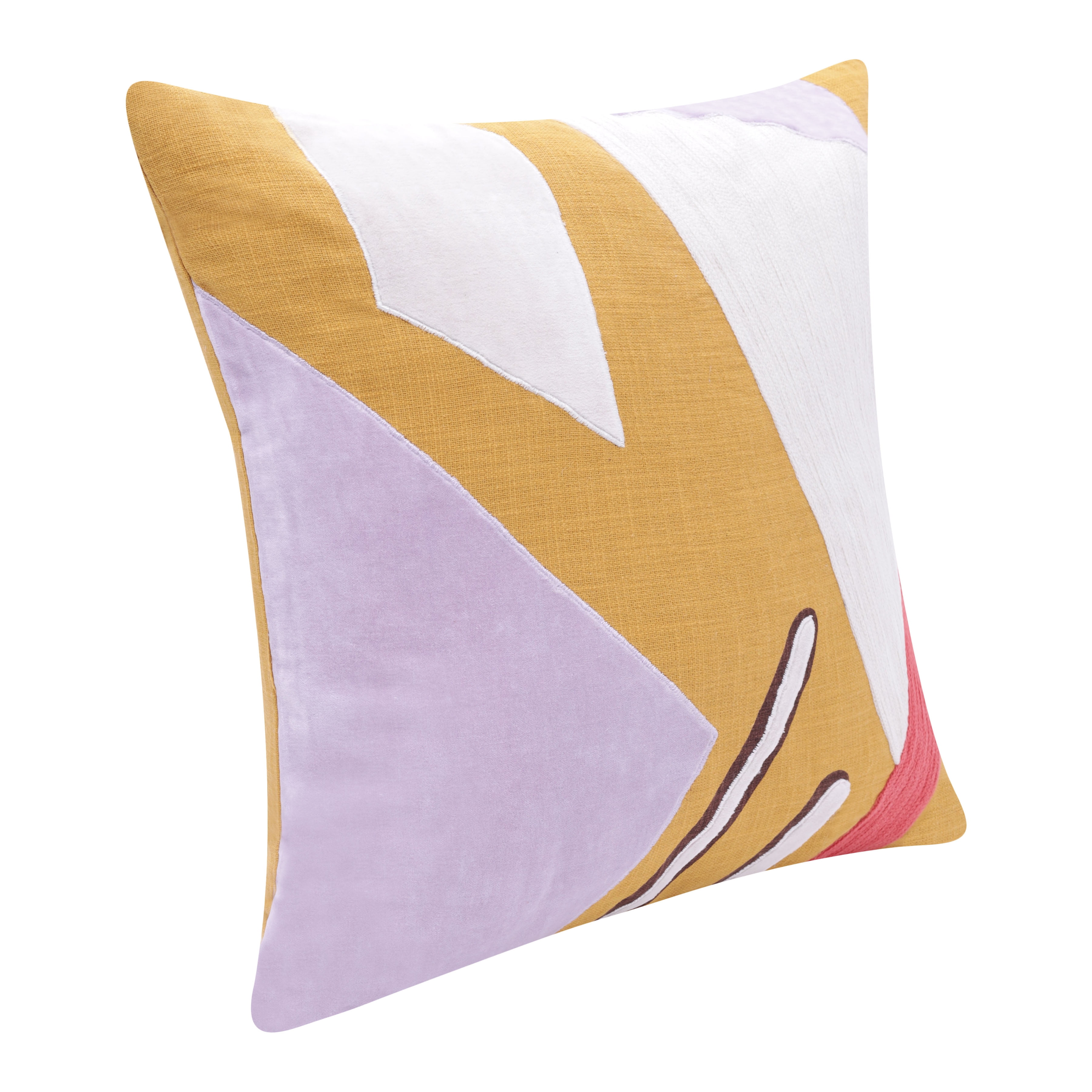 Harlow Hill Stacy Garcia Ochre/Lilac Abstract 20" x 20" Cotton Adult Decorative Feather Filled Pillow