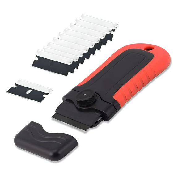 ACDANC Locking Razor Blade Scraper,Cooktop Scraper with 10PCS Steel Blades,Stove Top Scraper Tool