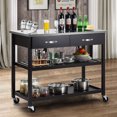thumbnail image 3 of Costway Rolling Kitchen Island Trolley Cart Stainless Steel Countertop w/ Drawer & Shelf, 3 of 10