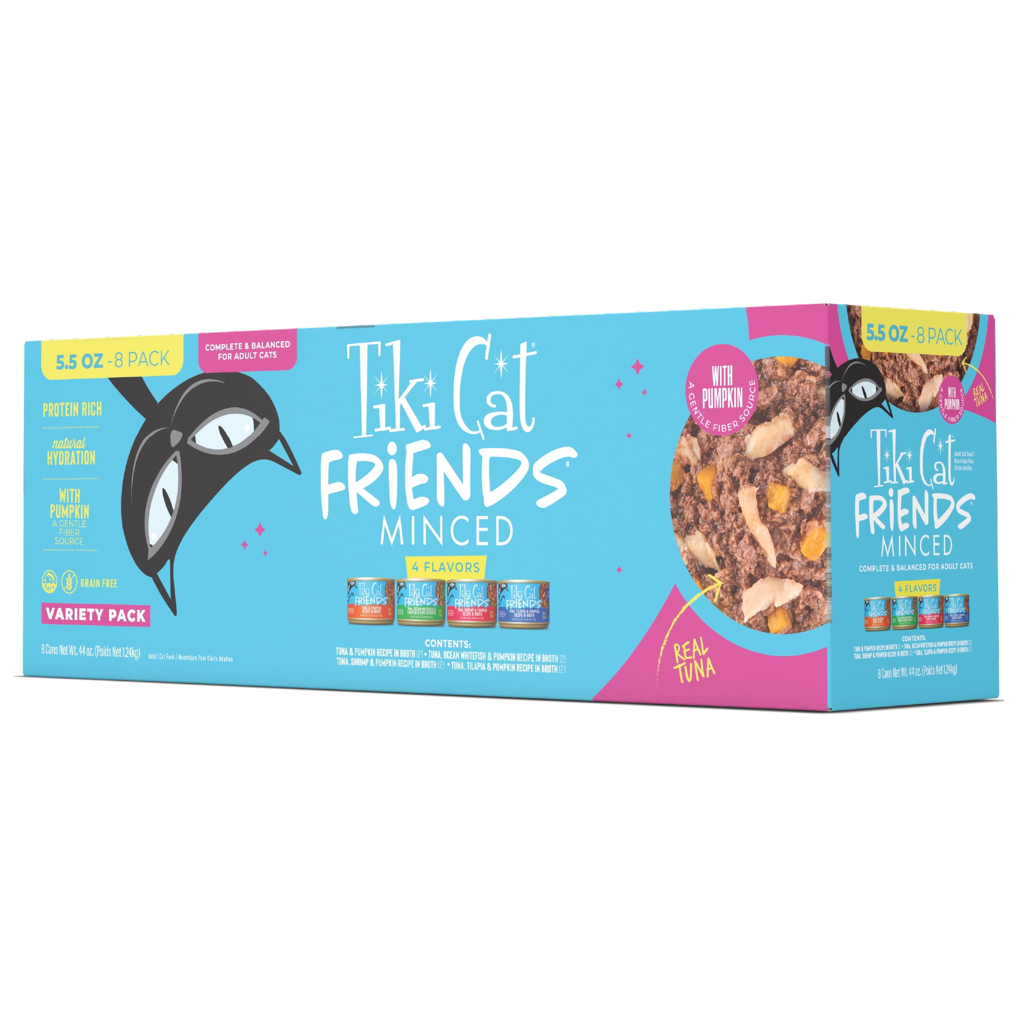 (2 pack) Tiki Cat Friends Wet Cat Food, Tuna, Variety Pack, 5.5 oz. Cans (8 Count)