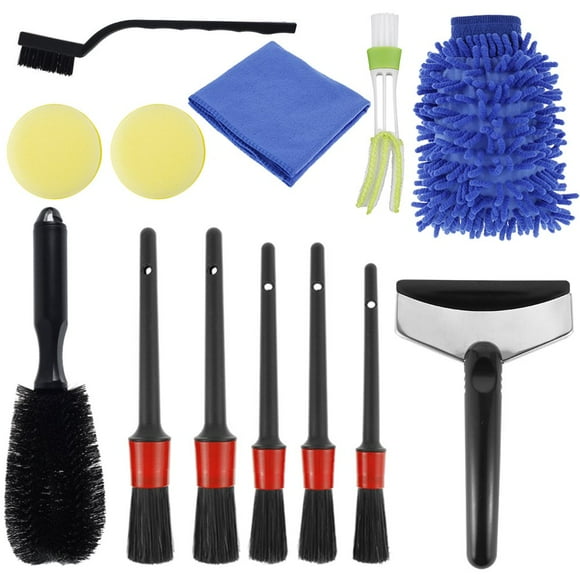 13pcs Car Cleaning Brush Kit with 5 Detailing Brush Double-headed Air Vents Cleaning Brush Ice Snow Shovel Wheel Brush Car Washing Tool Kit for Engine Car Interior Exterior
