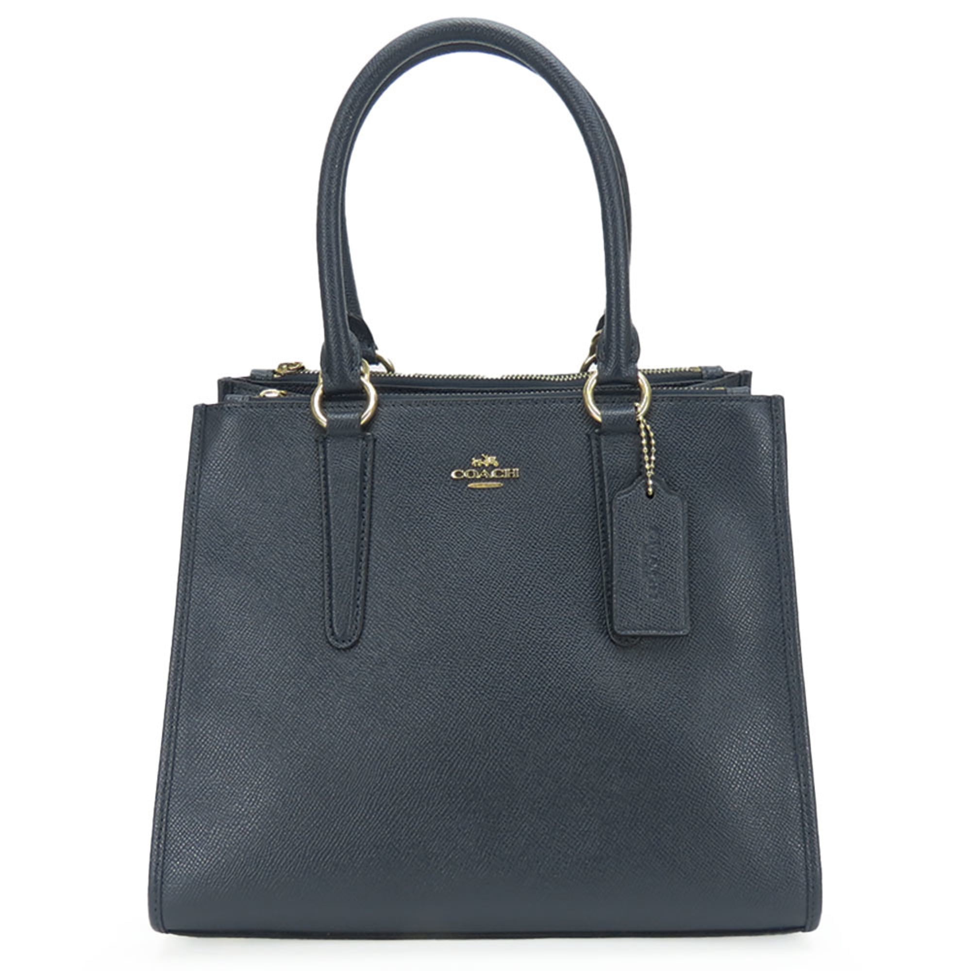 Pre-Owned Coach handbag Crosby Carryall F14928 leather navy