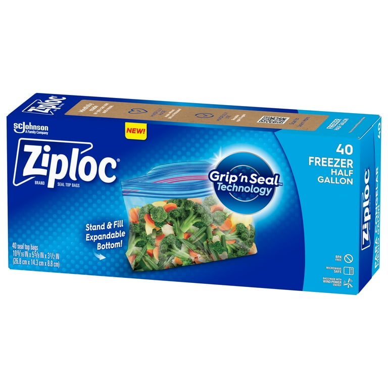 Ziploc Freezer Half Gallon Storage Bags with Grip 'n Seal