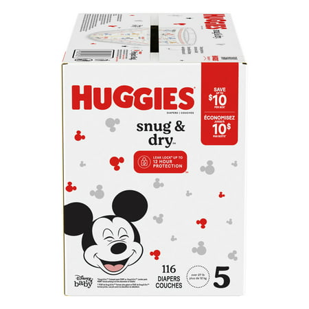 Huggies Snug & Dry Baby Diapers, Size 5, 116 Ct