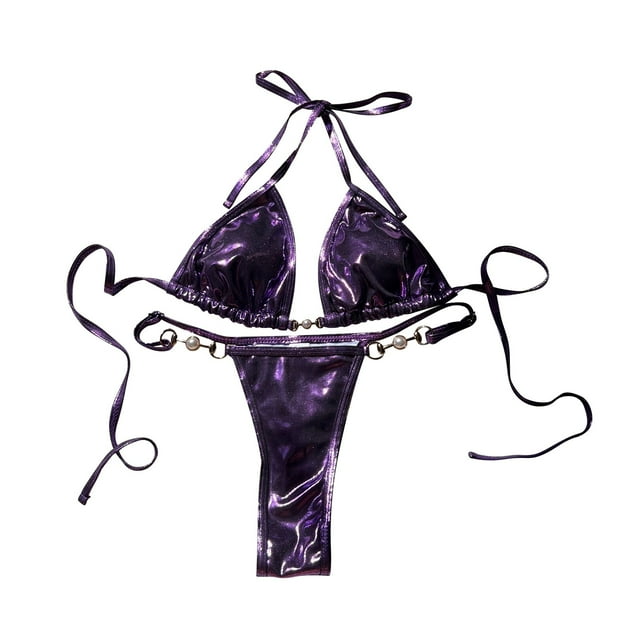 BKQCNKM Bikini Sets for Women, Micro Bikini, Triangle Bikini, String Bikini, Purple L