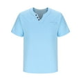 thumbnail image 5 of Dagugfen Mens Tops Short Sleeve Button V Neck Slim Solid Color Travel Casual Tee Shirts with Pocket, 5 of 7
