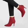 thumbnail image 2 of Unique Bargains Women's Pointy Toe Zipper Stiletto Heeled Ankle Booties Red 9, 2 of 7