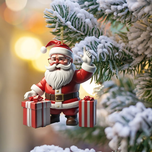 hengsof Christmas Santa Claus Ornaments 2025 Decoration Hanging Ornament, Acrylic Hanging Holiday Ornament Christmas Tree, Hanging Ornaments Christmas Decor Holiday Party Gifts
