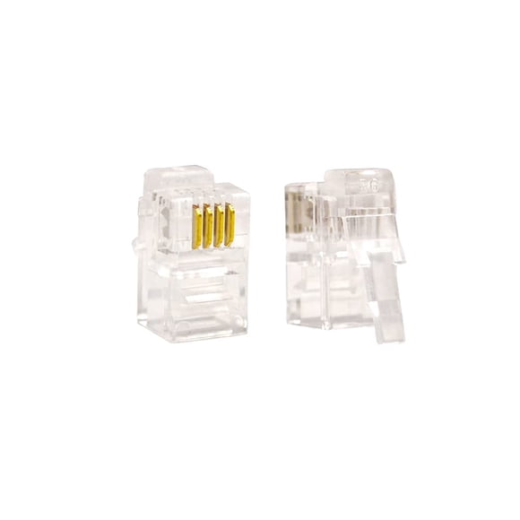 SMITON 100Pack Transparent Color RJ9 Telephone Cable Plug 4P4C Connector