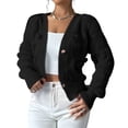 thumbnail image 2 of Cárdigan de Punto Grueso con Lazo para Mujer, Abierto Al Frente, , de Larga, con Botones, para Invierno. Negro XL, 2 of 10