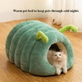 thumbnail image 4 of Colourtree Large Grass Green Cute House Pet Nest Warm Soft Plush Cat Bed Cartoon Caterpillar Warm Thick Dog House Cat House Foldable Washable Pet Supplies Cat Tent, 4 of 5