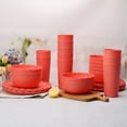 thumbnail image 2 of Mainstays 30-Piece Plastic Scalloped Dinnerware Bundle Set, Coral, 2 of 7