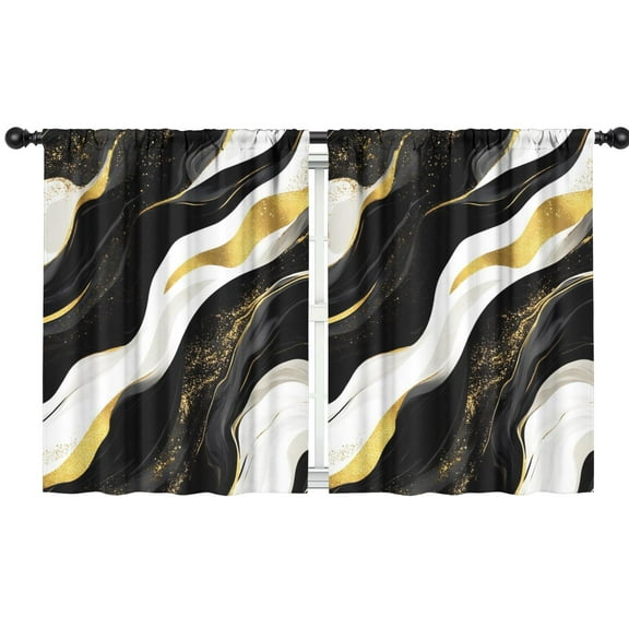 Blackout Kids Curtains,Black White and Gold Marble Childrens Insulated Curtains Set Of 2,Bedroom Essentials,Toddler Room Decor 42x54in(106x137cm)