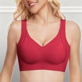 thumbnail image 2 of iHPH7 Bras for Women Supportive Wireless Push Up Bra Full Coverage No Underwire Seamless Plus Size for Older Women Red L, 2 of 4
