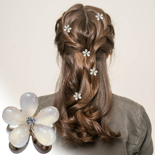 Pinza pequeña para el pelo con diseño de flor, mini pinza para el pelo con temperamento y agarre