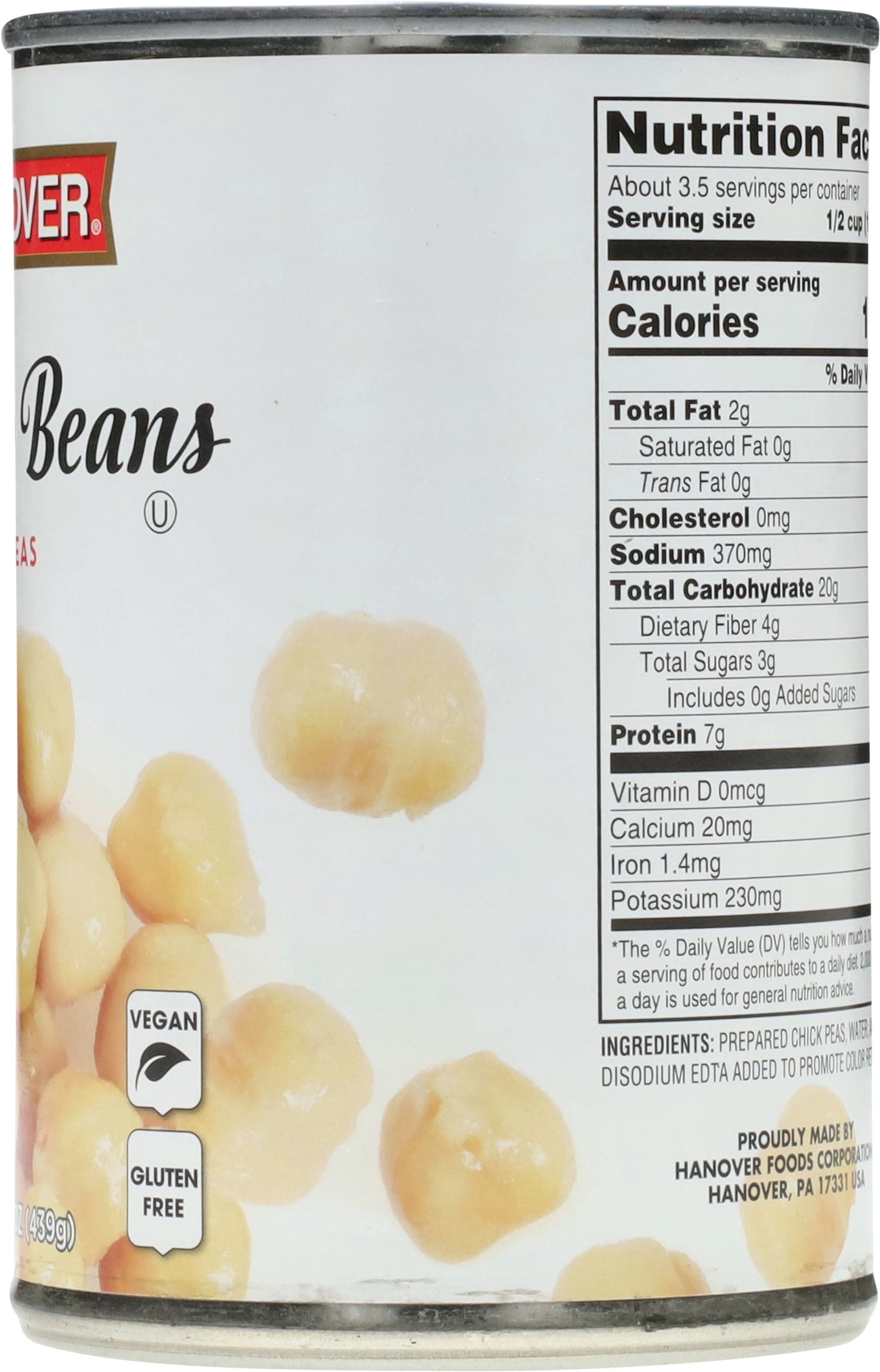 (12 pack) Hanover Garbanzo Beans Chick Peas, 15.5 oz Can – Rich-in-Fiber Garnish for Salads and Everyday Meals