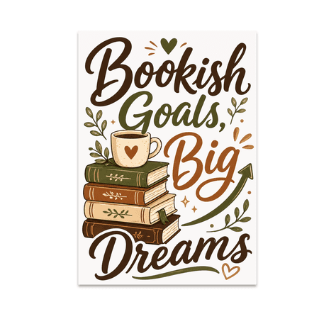 Bookish Goals Big Dreams Poster Print - Literature Appreciation Decor - 13x19 Poster Print