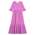 thumbnail image 4 of Mifsaly Little Girl Dresses Ruffle Half Sleeve A-Line Tiered Long Dress Comfortable Flowy Casual Summer Beach Sundress with Pockets, 4 of 7