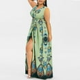 thumbnail image 4 of Robe Grande Taille pour Femmes Décontractée Élégante Robes d'Été Boho à Imprimé Floral Robes à Décolleté en V Profond Robe Trapèze de Plage, 4 of 8