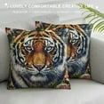 thumbnail image 3 of Creowell Tiger Pillow Cover for Boys,Woodland Wildlife Cushion Case Wild Animals Throw Pillow Cover ,Grid Lattice Checked Plaid Birch Trees Rustic Decorative Pillow Cover 12x12in, 3 of 5