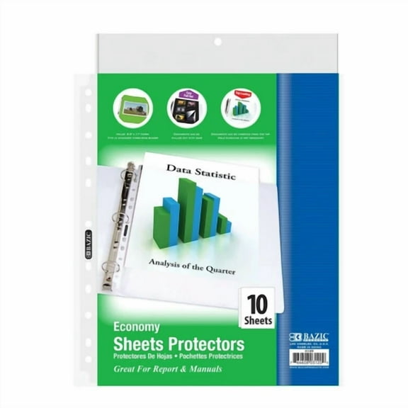 Fyna -Economy Weight Top Loading Sheet Protectors (10/Pack) - Holds 8.5" X 11" Paper