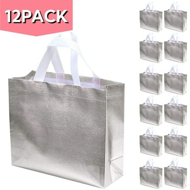 50 Pcs Glossy Thank You Gift Bags With Handles - Reusable Non Woven Party Bags For Wedding Birthday Holiday