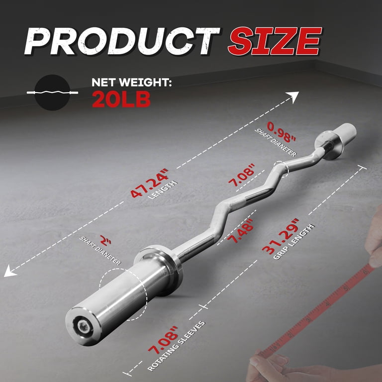 FlexWave 48-Inch Olympic Super Curl Barbell， EZ Curl Bar，350LB