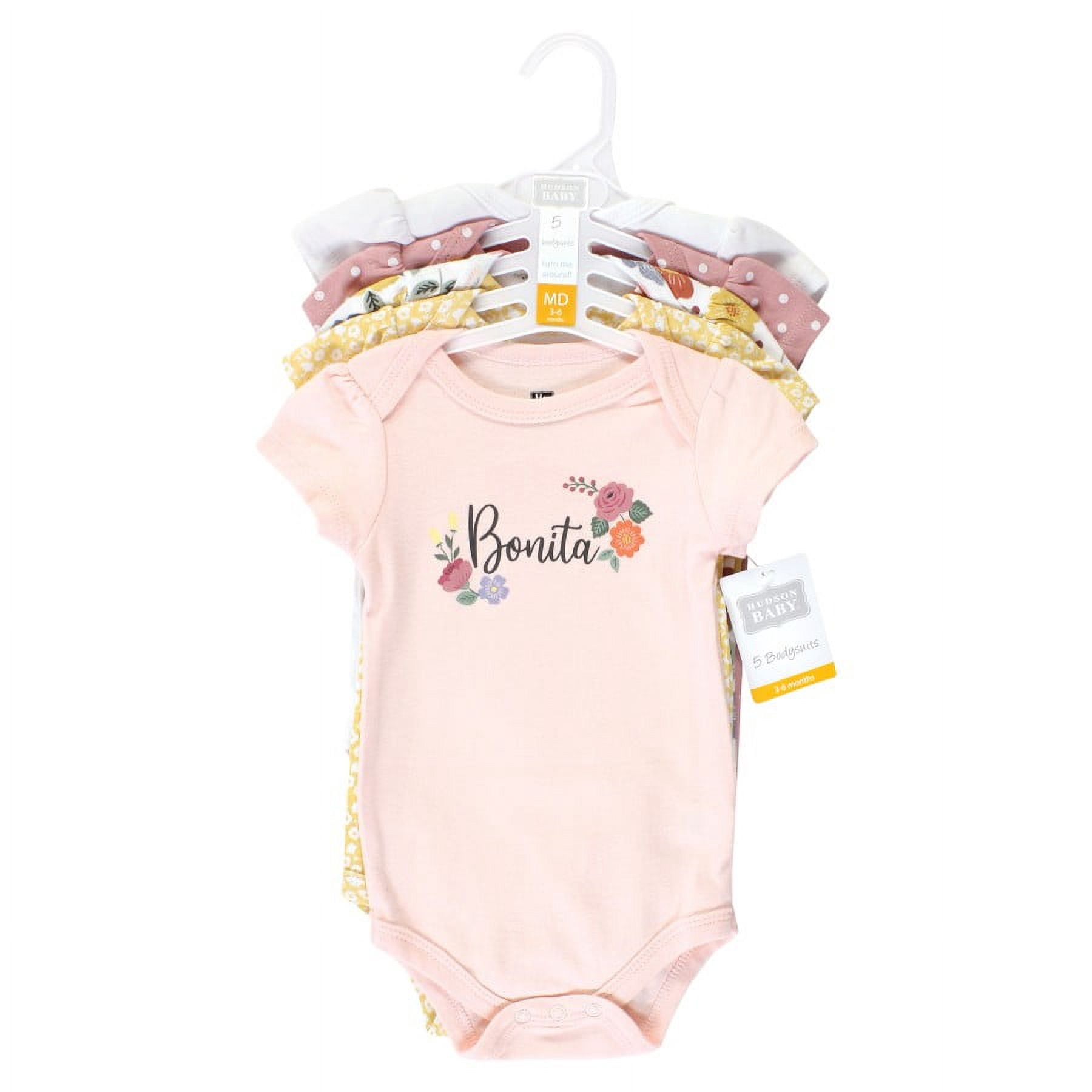 Hudson Baby Short Sleeve Bodysuits, 5-Pack, Newborn- 24 Months