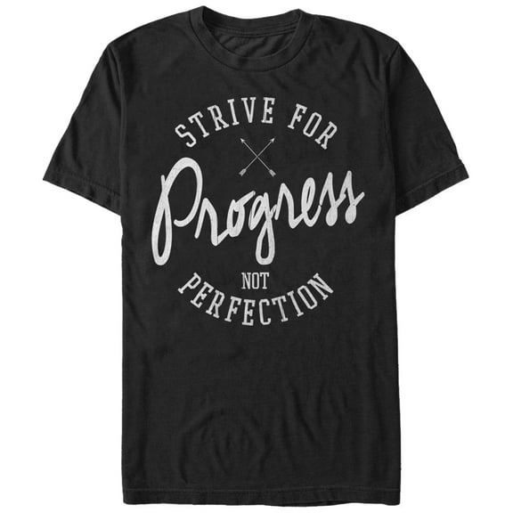Women's CHIN UP Strive For Progress Not Perfection Boyfriend Graphic Tee Black Medium