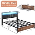 thumbnail image 7 of LUXOAK Full Platform Bed Frame with LED Lights, Storage Headboard and Leather Upholstery, Brown, 7 of 7