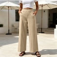 thumbnail image 2 of LIaqionyy Pants for Women's Wide Leg Elastic Waist Casual Loose Lounge Vacation Pant Work Trousers with Pockets, 2 of 8