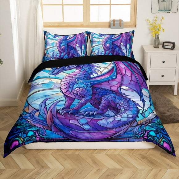 Erosebridal Western Dragon Comforter Cover , Hippie Animal Duvet Cover , Bohomian Style Reversible Bedding , Ultra Soft Room Decoration, 2pcs（No Comforter）