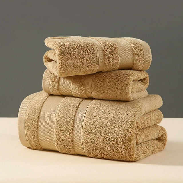 Zhuge Juego de toallas de 3 piezas para adultos, toallas de baño de lujo, juegos grandes para baño, toallas de ducha de microfibra súper suaves, color caqui